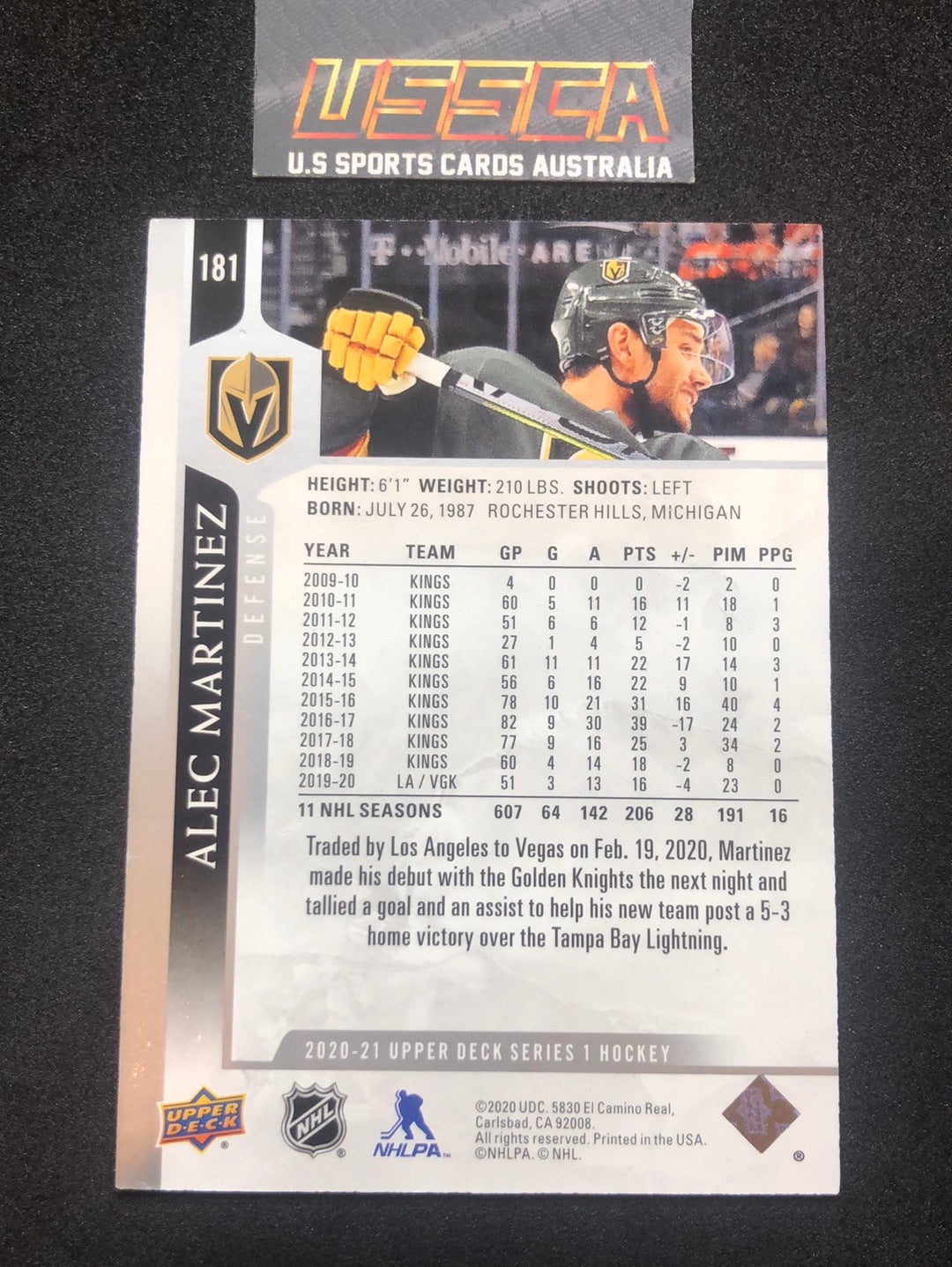 2020-21 Upper Deck Series 1 - Base #181 - Alec Martinez - Vegas Golden Knights