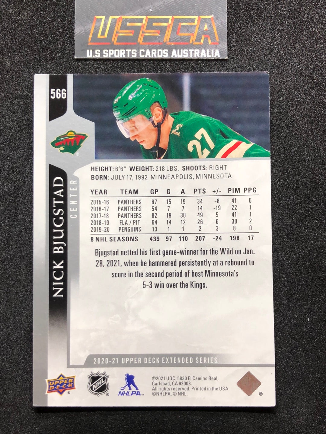 2020-21 Upper Deck Extended Series #566 Nick Bjugstad - Minnesota Wild