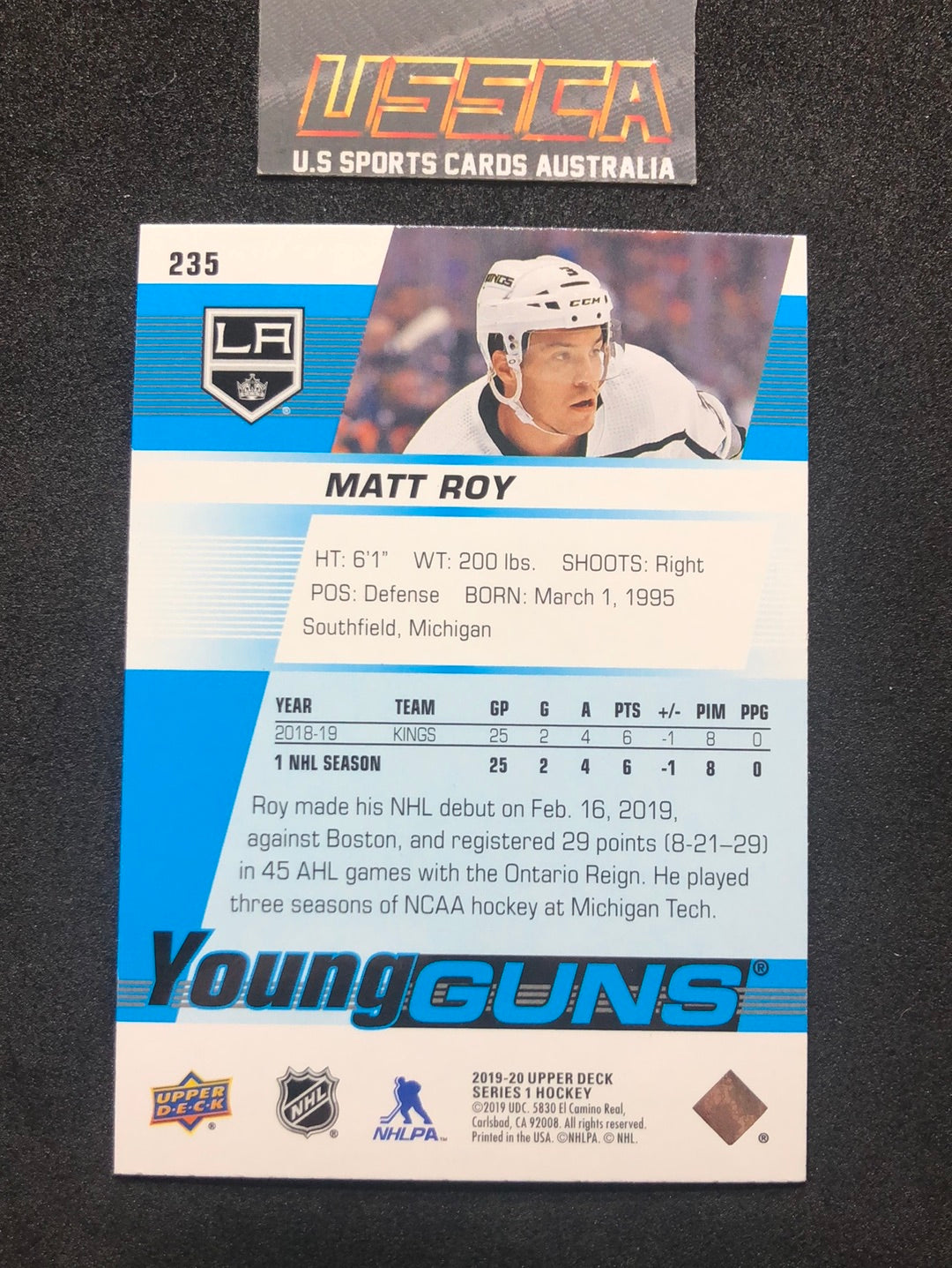 2019-20 Upper Deck Series 1 - Young Guns #235 Matt Roy - Los Angeles Kings