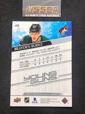 2020-21 Upper Deck Series Two #499 - Young Guns - Brayden Burke - Arizona Coyotes