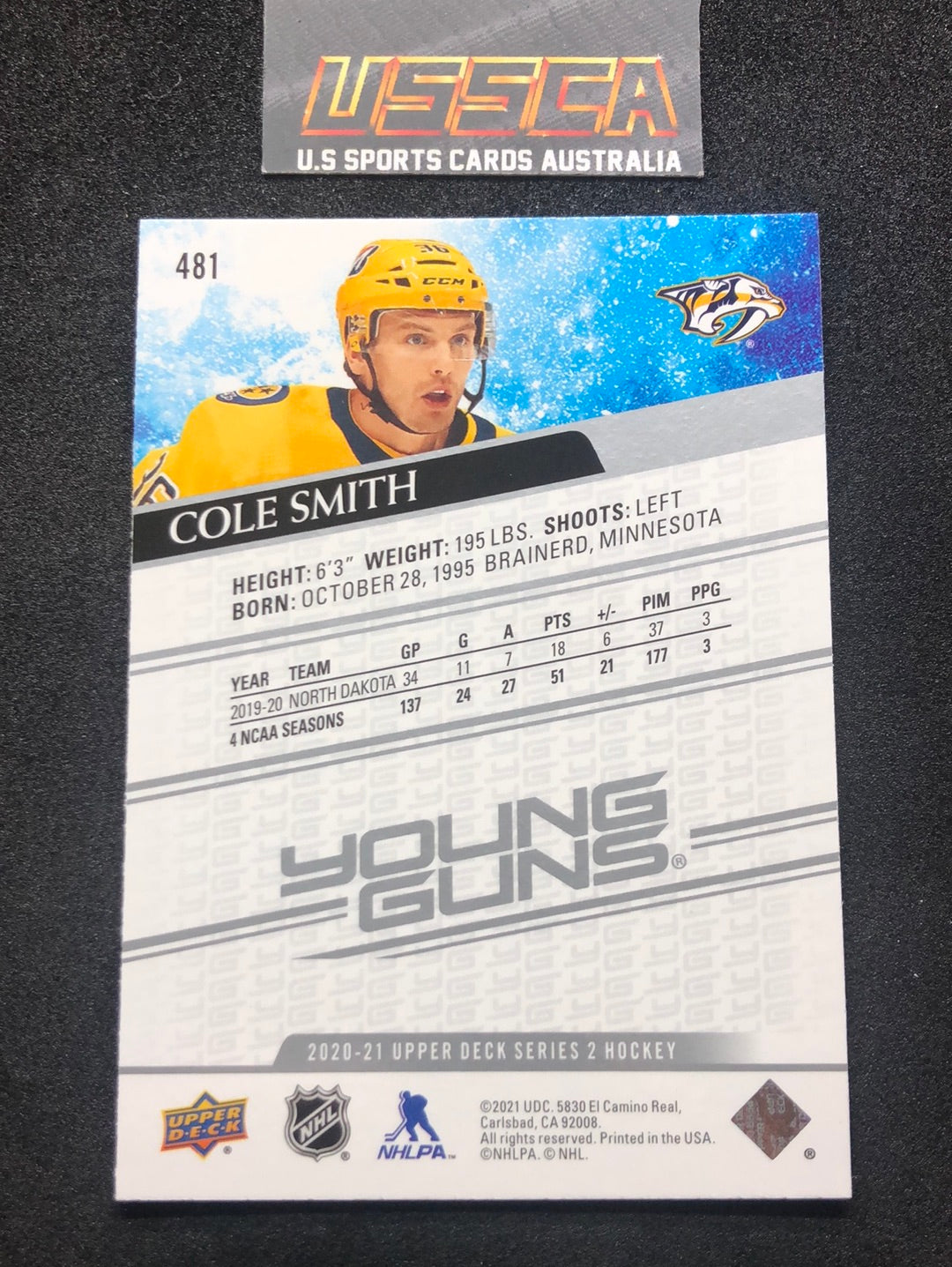 2020-21 Upper Deck Series Two #481 - Young Guns - Cole Smith - Nashville Predators