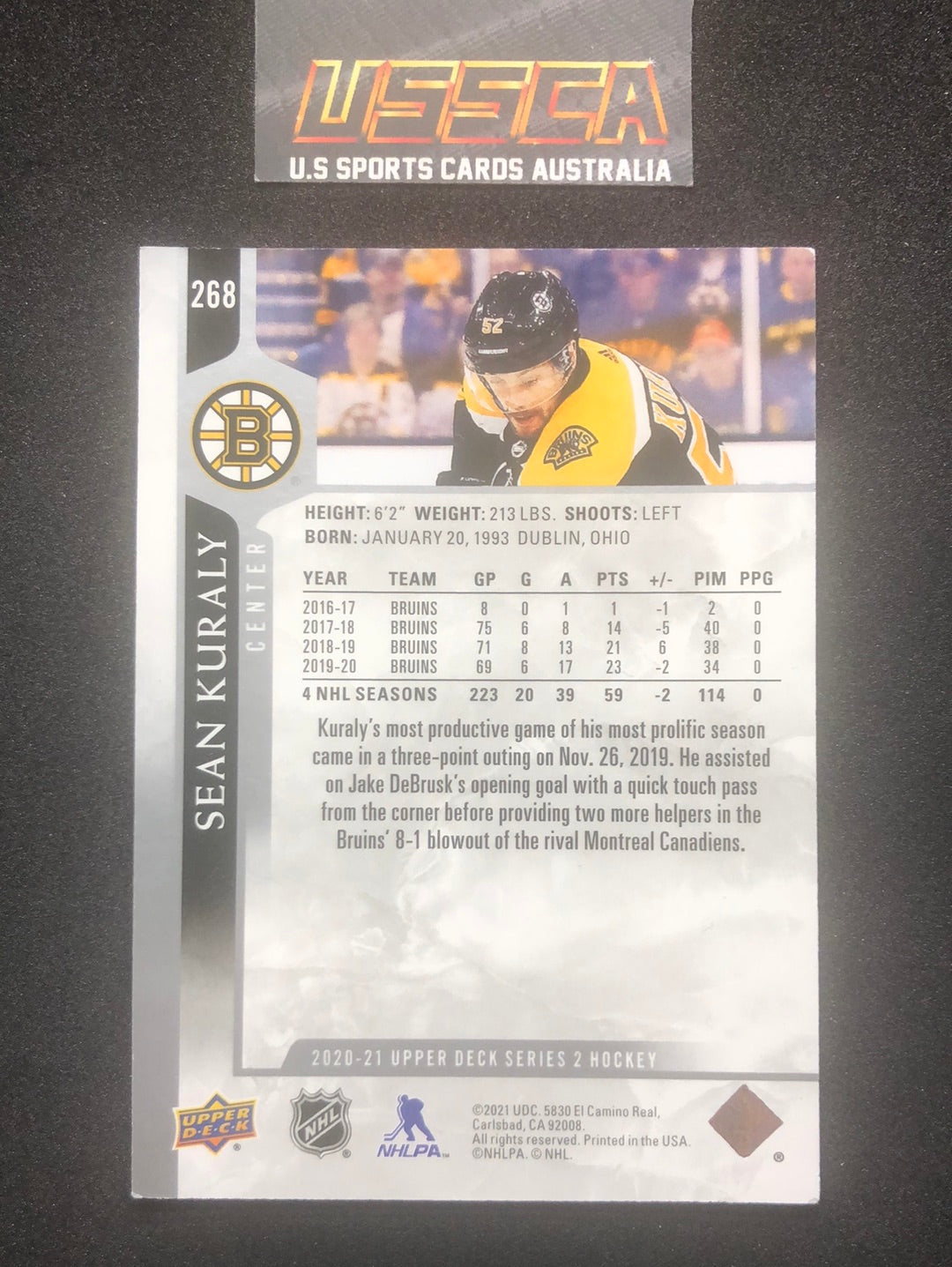 2020-21 Upper Deck Series Two #268 Sean Kuraly - Boston Bruins