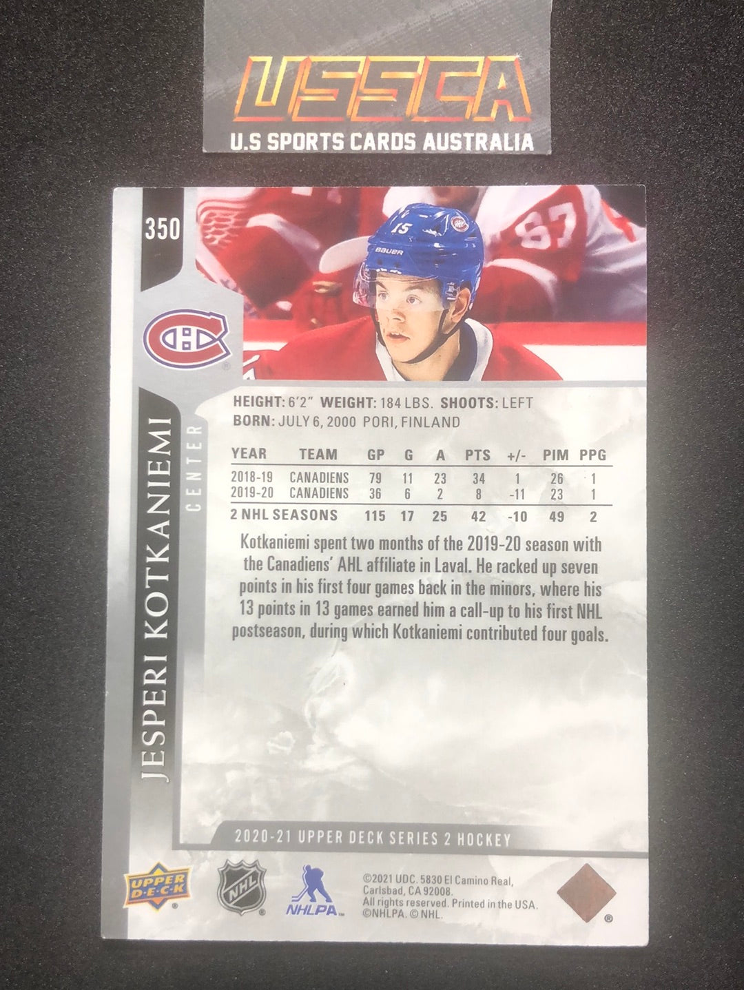 2020-21 Upper Deck Series Two #350 Jesperi Kotkaniemi - Montreal Canadiens