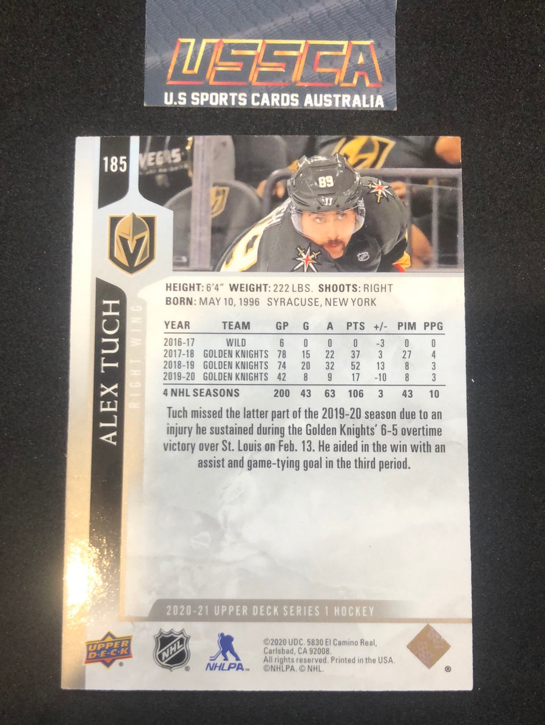 2020-21 Upper Deck Series 1 - Base #185 - Alex Tuch - Vegas Golden Knights