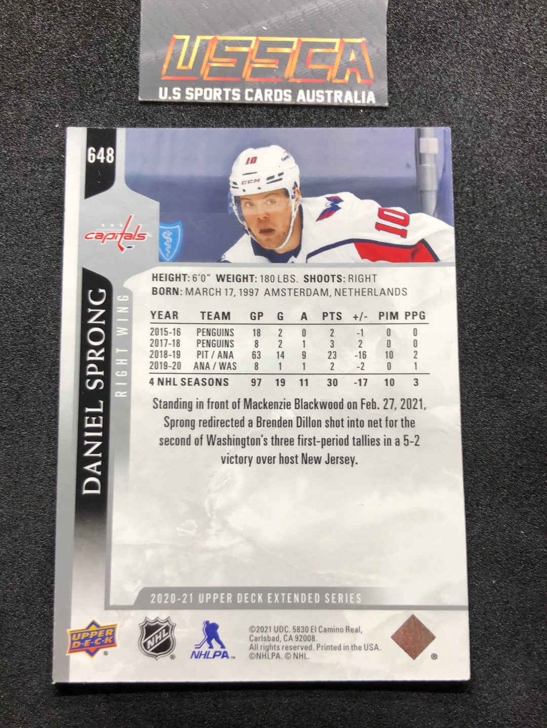 2020-21 Upper Deck Extended Series #648 Daniel Sprong - Washington Capitals