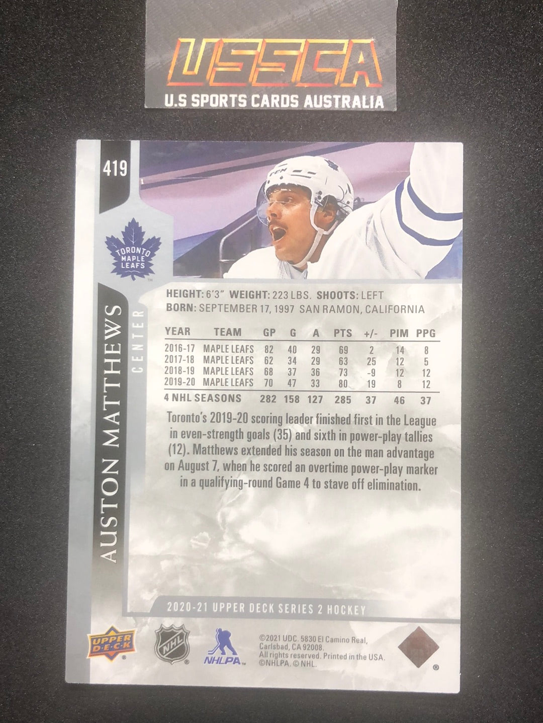 2020-21 Upper Deck Extended Series #419 Auston Matthews - Toronto Maple Leafs