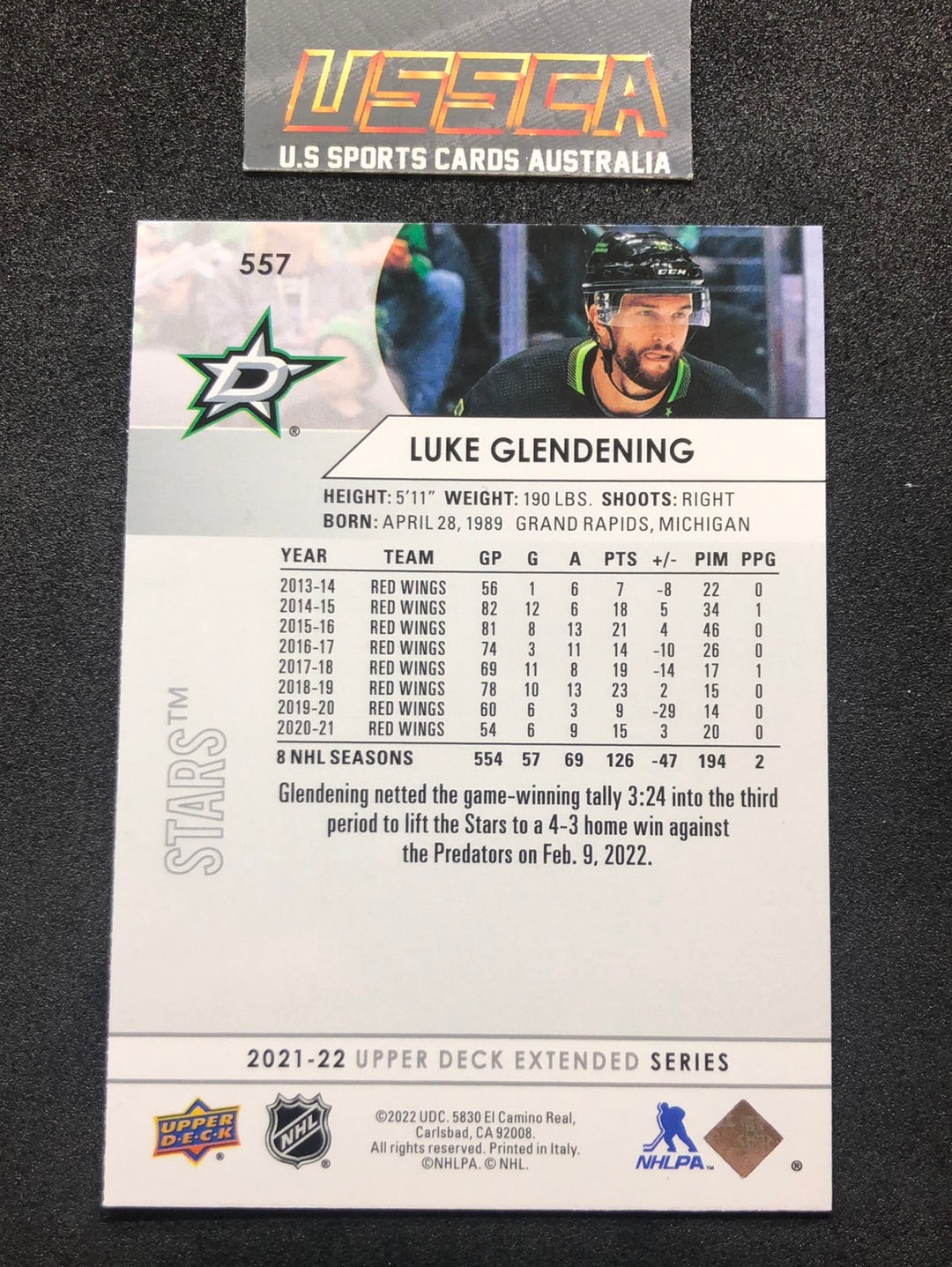 2021-22 Upper Deck Extended Series #557 Luke Glendening - Dallas Stars