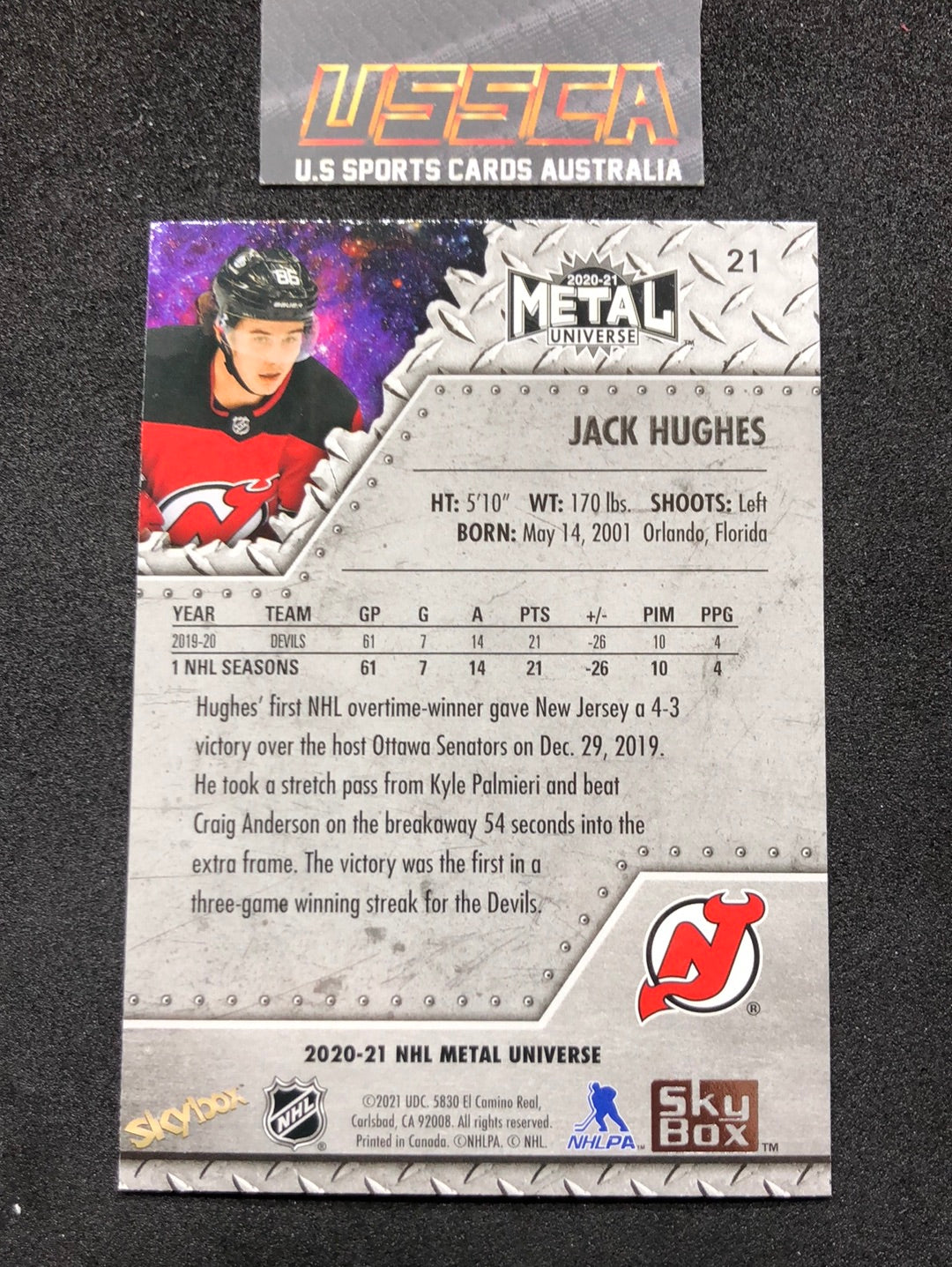 2020-21 Upper Deck Skybox Metal Universe - [Base] #21 - Jack Hughes - New Jersey Devils