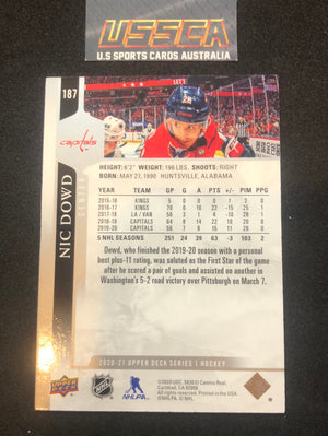 2020-21 Upper Deck Series 1 - Base #187 - Nic Dowd - Washington Capitals