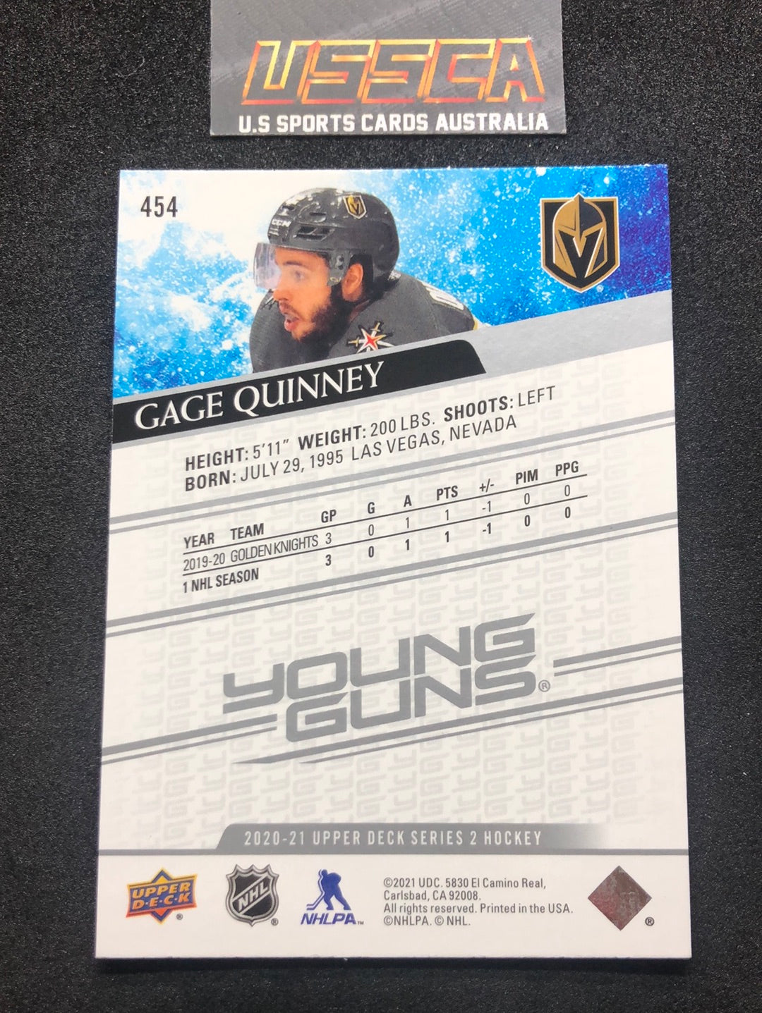 2020-21 Upper Deck Series Two #454 - Young Guns - Gage Quinney - Vegas Golden Knights