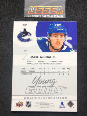 2021-22 Upper Deck Series One #235 - Young Guns - Marc Michaelis - Vancouver Canucks