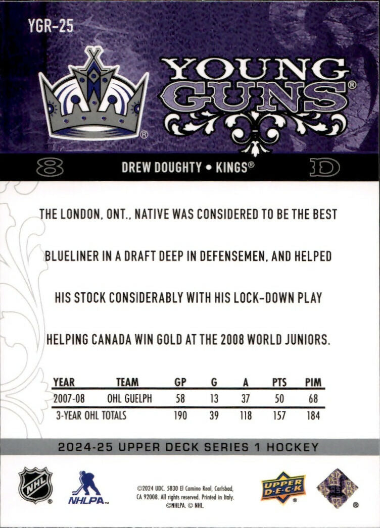 2024-25 Upper Deck Series 1 Hockey - Young Guns Renewed #YGR-25 Drew Doughty - Los Angeles Kings - B