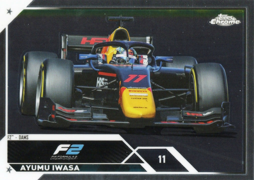 2023 Topps Chrome Formula 1 Base #136 - F2 Cars Ayumu Iwasa - F2 Dams - A