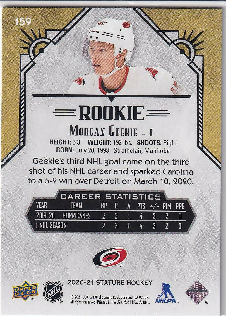 2020-21 Upper Deck Stature #159 Morgan Geekie Carolina Hurricanes Rookie