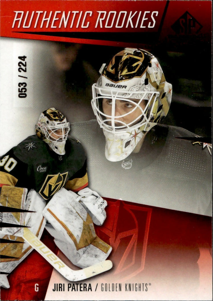 2023-24 Upper Deck SP Game Used Hockey - Base - Red - Authentic Rookies :224 #250 Jiri Patera - Vegas Golden Knights - A
