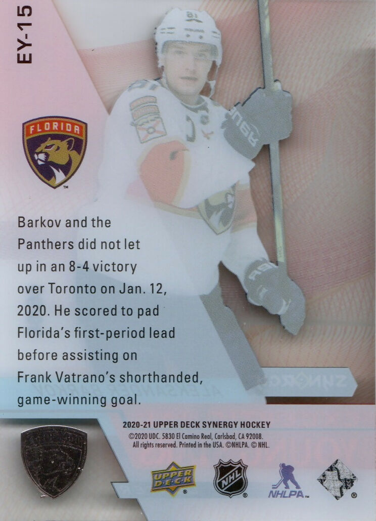 2020-21 Upper Deck Synergy Hockey - Exceptional Young Stars /99 #EY-15 Aleksander Barkov - Florida Panthers