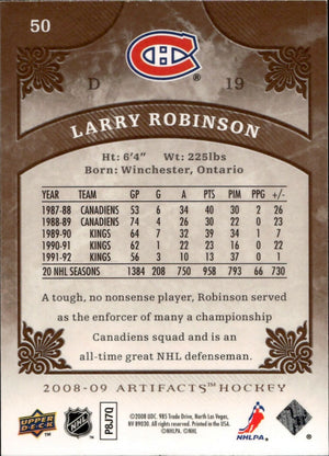 2009-09 Upper Deck Artifacts  - Base #50 Larry Robinson - Montreal Canadiens - B