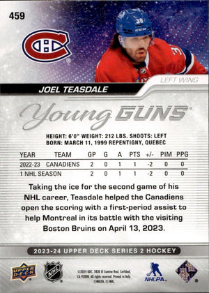 2023-24 Upper Deck Series 2 Hockey - Base - Young Guns #459 Joel Teasdale - Montreal Canadiens - B