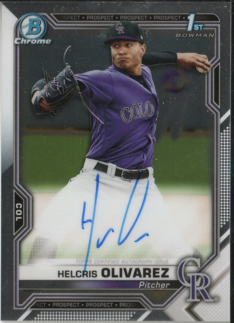 2021 Bowman Chrome Baseball - Prospect Autographs #CPA-HO Helcris Olivarez - Colorado Rockies - A