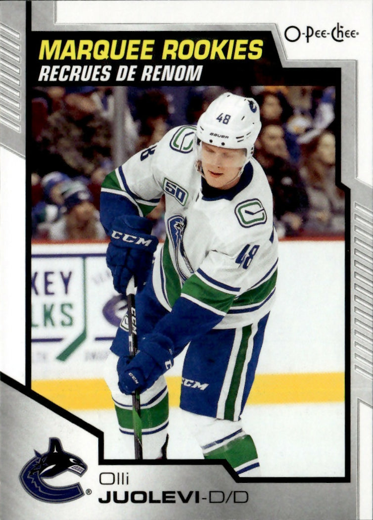 2020-21 Upper Deck O-Pee-Chee Hockey - Base - Marquee Rookies #618 Olli Juolevi - Vancouver Canucks - A