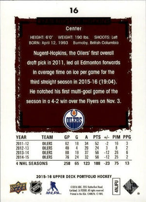 2015-16 Upper Deck Portfolio Hockey - Base #16 Ryan Nugent-Hopkins - Edmonton Oilers