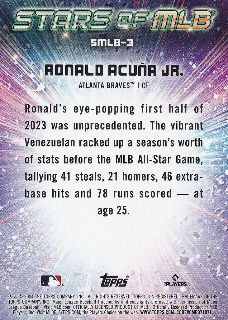 2024 Topps Stars of MLB #SMLB-3 Ronald Acuña Jr. Atlanta Braves