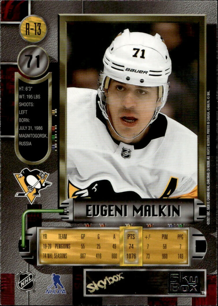2022-23 Upper Deck Skybox Metal Universe - 1997-98 Retro #R-13 Evgeni Malkin - Pittsburgh Penguins - B
