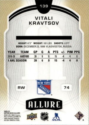 2020-21 Upper Deck Allure Hockey - Base Rookie SP #139 Vitali Kravtsov - New York Rangers - B