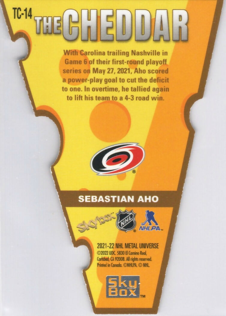 2021-22 Upper Deck Skybox Metal Universe - The Cheddar #TC-14 Sebastian Aho - Carolina Hurricanes - B