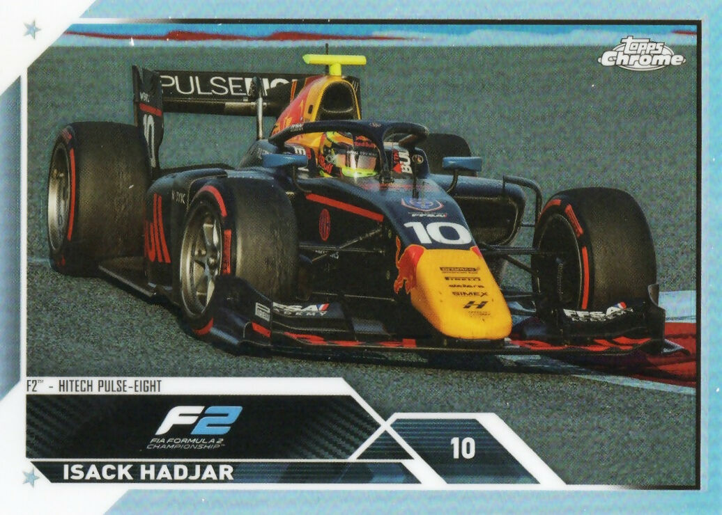 2023 Topps Chrome Formula 1 Base #129 - F2 Cars  Refractor Isack Hadjar - F2 Htech Pulse-Eight - B