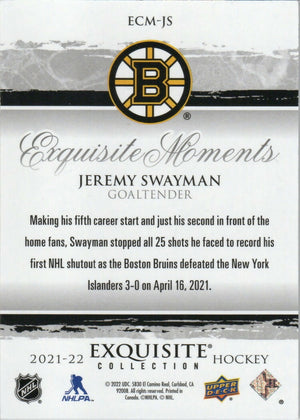 2021-22 Upper Deck Exquisite Collection Hockey - Exquisite Moments /399 #ECM-JS Jeremy Swayman - Boston Bruins