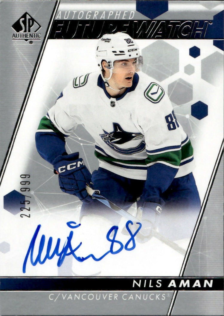2022-23 Upper Deck SP Authentic Hockey - Base - Future Watch Auto :999 #158 Nils Aman - Vancouver Canucks - A
