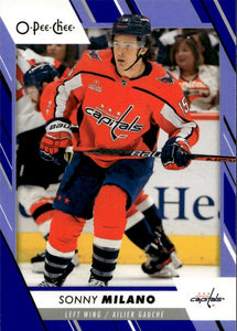2023-24 Upper Deck O-Pee-Chee Hockey - Base - Blue Boarder #386 Sonny Milano - Washington Capitals - A