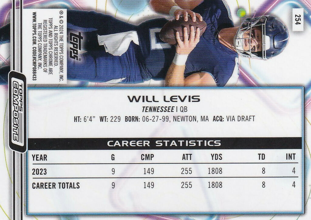 2023 Topps Composite #254 Will Levis Tennessee Titans Rookie