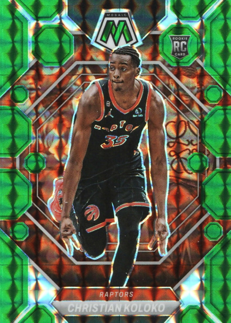 2022-23 Panini Mosaic Basketball - Base - Prizm - Green Fusion #233 Christian Koloko - Toronto Raptors - A