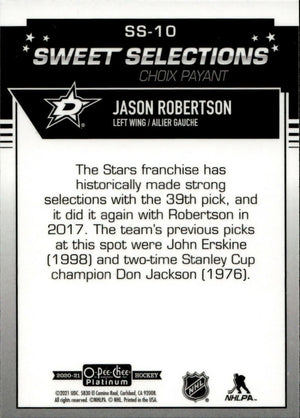 2020-21 Upper Deck O-Pee-Chee Platinum - Sweet Selections #SS-10 Jason Robertson - Dallas Stars - B