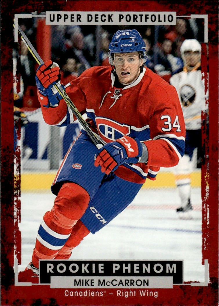 2015-16 Upper Deck Portfolio Hockey - Base - Rookie Color Photos #224 Mike McCarron - Montreal Canadiens