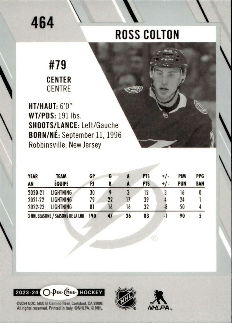 2023-24 Upper Deck O-Pee-Chee Hockey - Base #464 Ross Colton - Tampa Bay Lightning - B