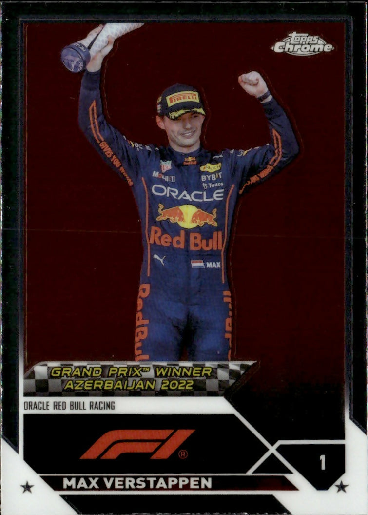 2023 Topps Chrome Formula 1 Base #151 - Grand Prix Winners Max Verstappen - Oracle Red Bull Racing - A