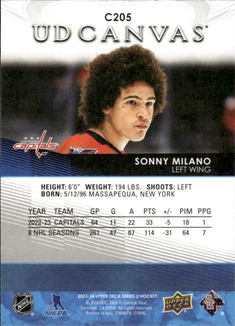 2023-24 Upper Deck Series 2 Hockey - UD Canvas #C205 Sonny Milano - Washington Capitals