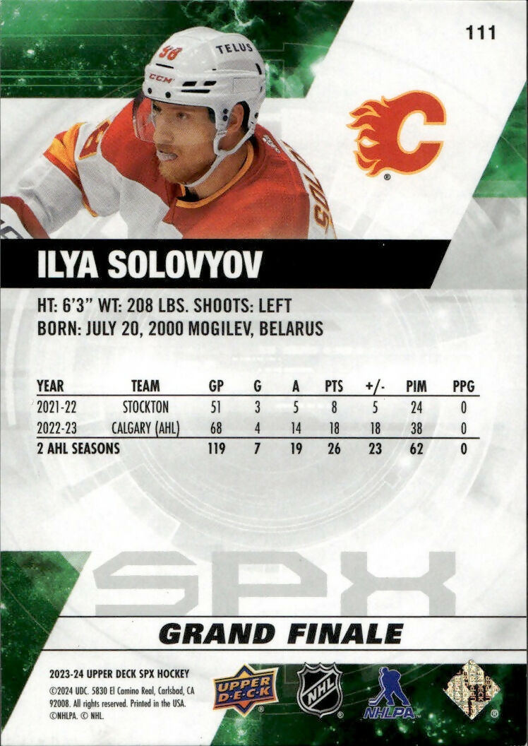 2023-24 Upper Deck SPX Hockey - Base - Grand Finale :50 #111 Ilya Solovyov - Calgary Flames - B
