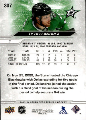 2023-24 Upper Deck Series 2 Hockey - Base - Outburst #307 Ty Dellandrea - Dallas Stars - B