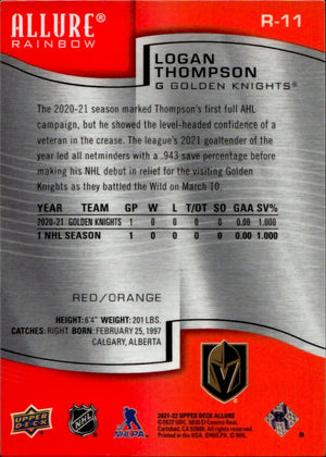 2021-22 Upper Deck Allure Hockey - Rainbow - Red Orange #R-11 Logan Thompson - Vegas Golden Knights - B