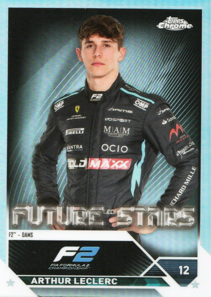 2023 Topps Chrome Formula 1 Base #85 - F2 Drivers - Refractor Arthur LeClerc - F2 Dams - A