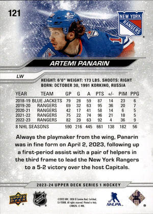 2023-24 Upper Deck Series 1 Hockey - Base #121 Artemi Panarin - New York Rangers - b