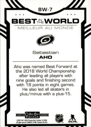 2020-21 Upper Deck O-Pee-Chee Platinum Hockey - Best In The World #BW-7 Sebastian Aho - Carolina Hurricanes