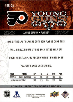 2024-25 Upper Deck Series 1 Hockey - Retro Young Guns #YGR-26 Claude Giroux - Philadelphia Flyers - B