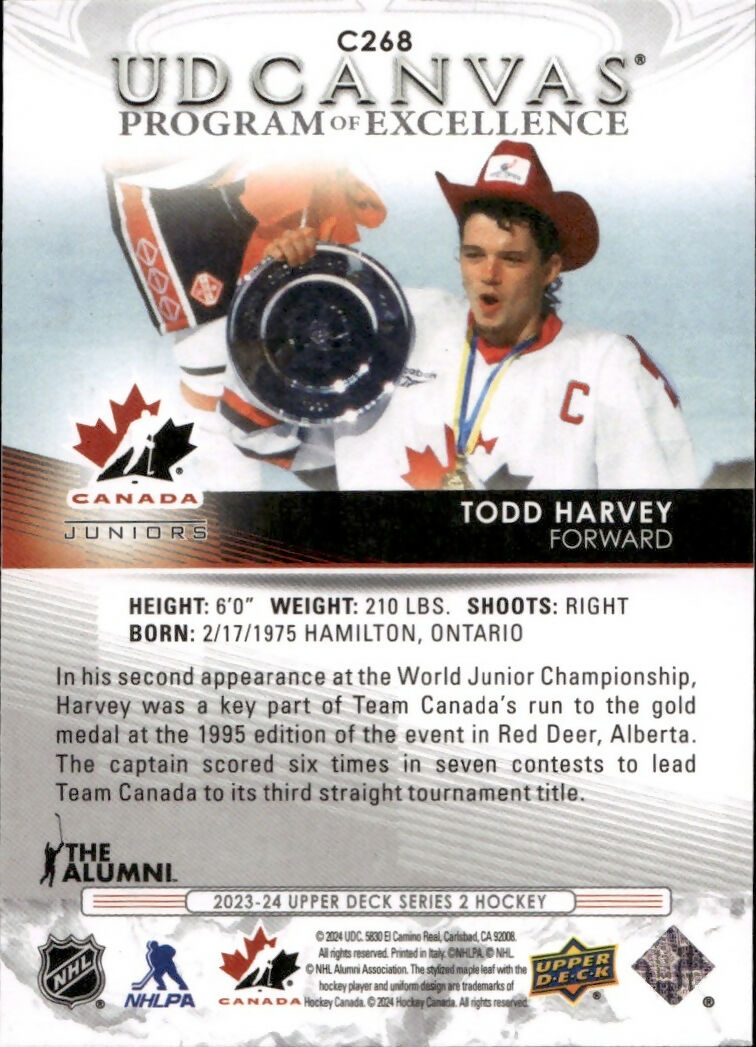 2023-24 Upper Deck Series 2 Hockey - POE #C268 Todd Harvey - Canada Juniors - B