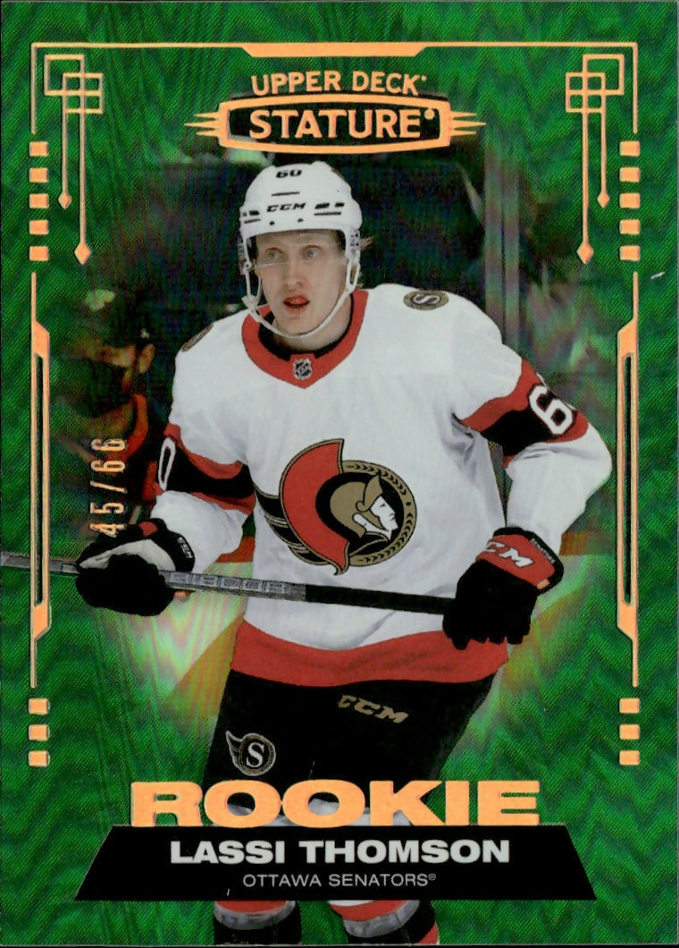2021-22 Upper Deck Stature Hockey - Base - Rookie - Green :66 #124 Lassi Thomson - Ottawa Senators - A