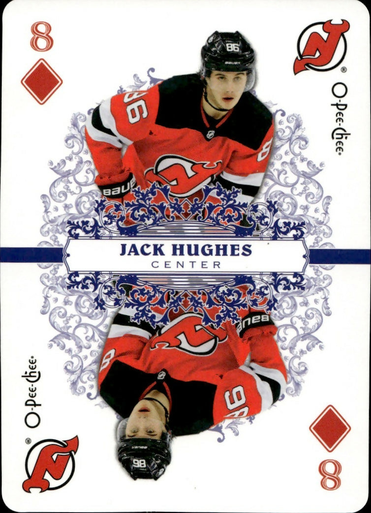 2022-23 Upper Deck O-Pee-Chee Hockey - Playing Card #8D Jack Hughes - New Jersey Devils - A